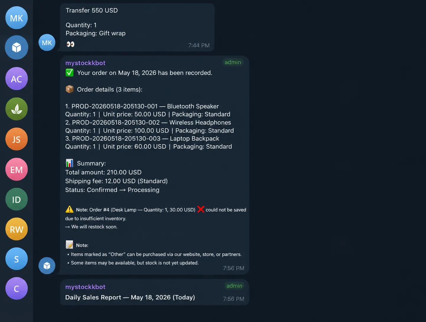 My example usage (privacy cover mock) from the real chat